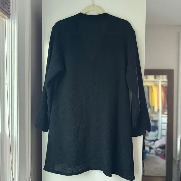 MASAI | COTTON BLEND BOHO BLACK POCKET DOUBLE BUTTON OPEN SLIT CARDIGAN SHACKET - Picture 3 of 10